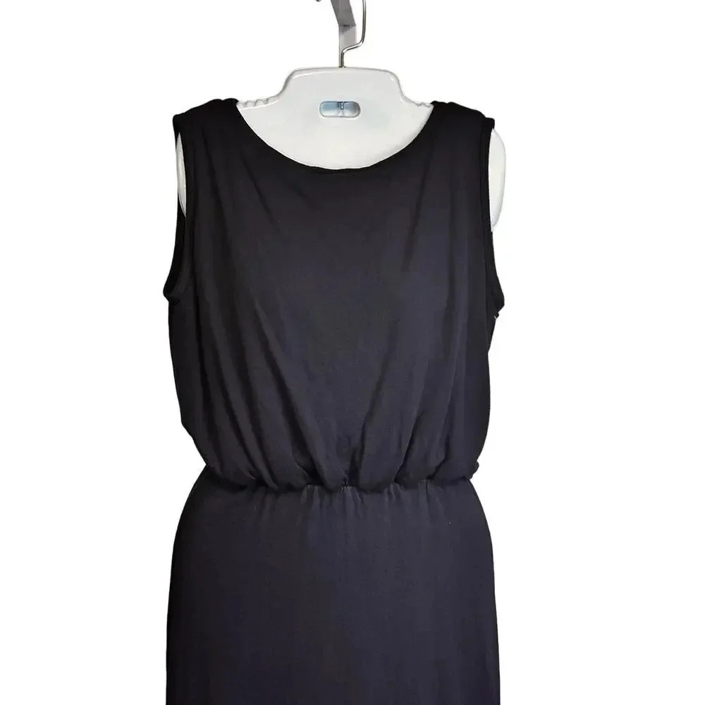 Go Couture Blouson Jersey Knit Navy Blue Maxi‎ Dress Women's L NWOT - Picture 4 of 10